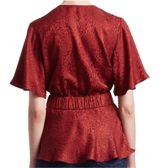 NWT ALC Alma Red Silk Wrap Front Blouse Size 2 - Picture 5 of 14